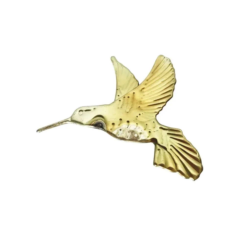 Vintage Set of 3 Tin Hummingbirds Gold Home Interiors Gold Metal 80s 70s